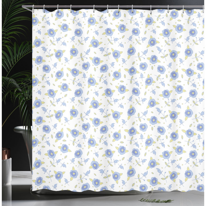 Floral Shower Curtain with Hooks Included, 84" H x 69" W