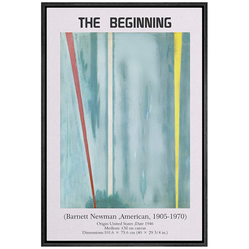 Illustration classique de l'artiste débutant Barnett Newman - impression sur toile, Noir, L 16 po x H 24 po