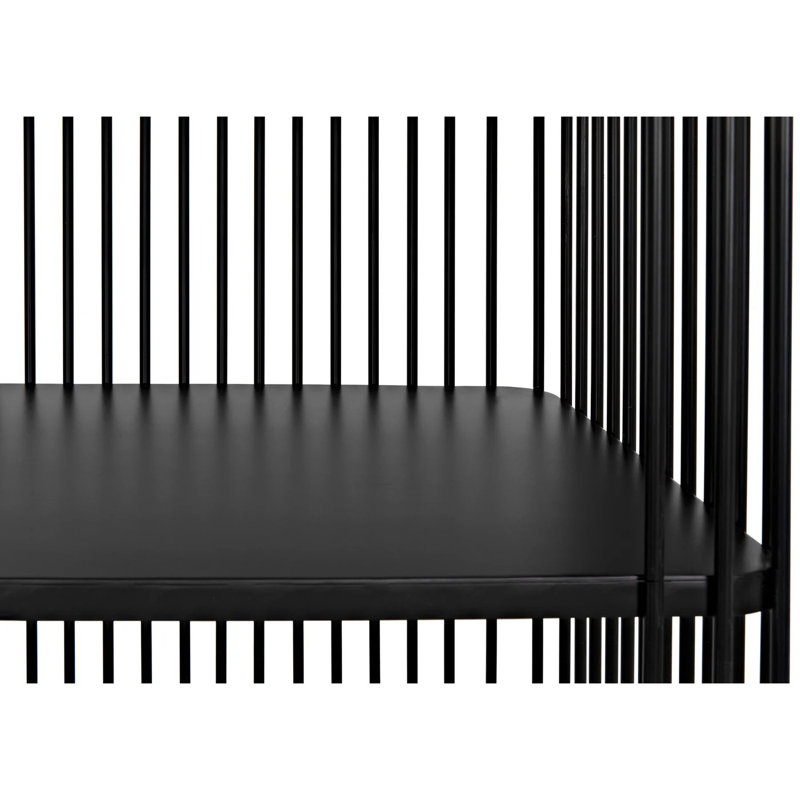 Matte Black Industrial Wood Geometric Bookcase