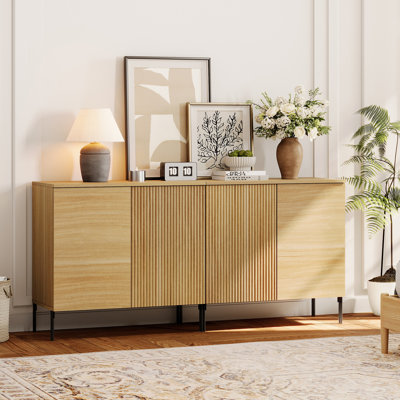 Ensemble de 2 commodes en bois rustique Union de 63 po avec portes, armoire de rangement minimaliste pour chambre à coucher, salon et vestibule Union Rustic