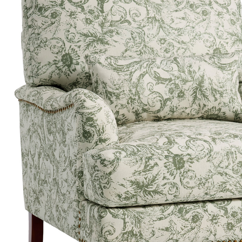 Upholstered Armchair, Rococo Green Chenille
