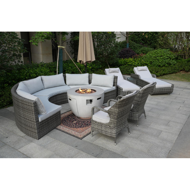 Almanza Wicker 10 - Person Patio Conversation Set with Cushions