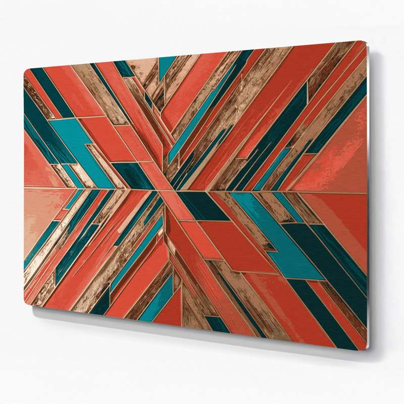«Geometric Abstraction 55», art mural en métal brun, H 20 po x l 24 po