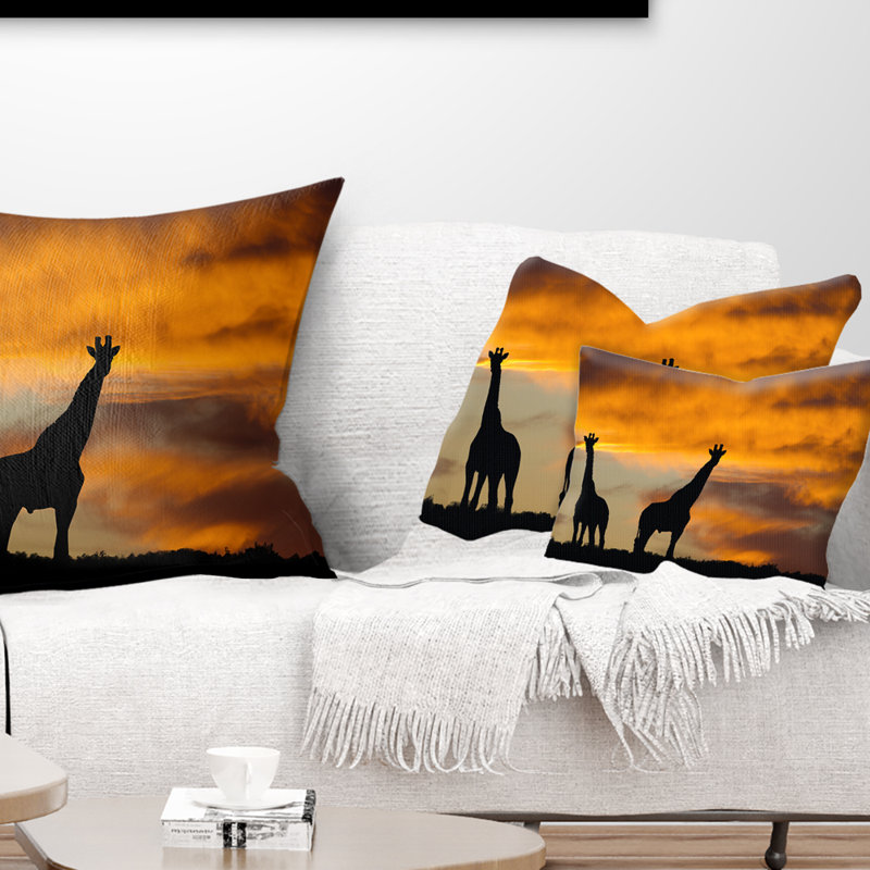 Silhouette de la faune africaine - coussin imprimé animal
