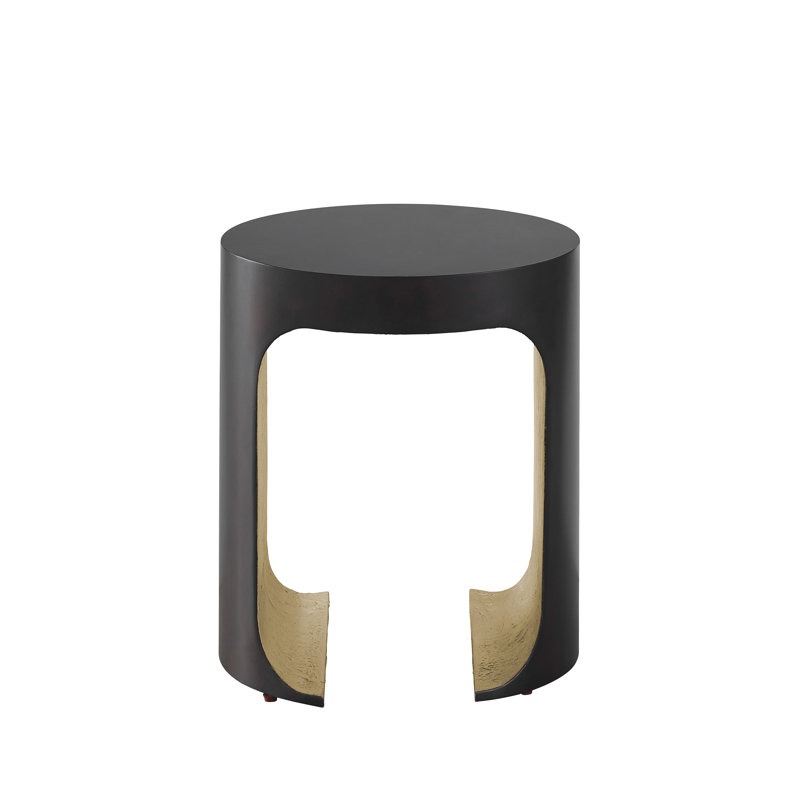 Black and Gold Round Metal Contemporary Side Table