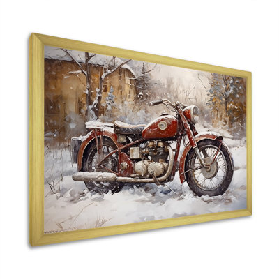 " Red Rustic Bike In Winter "