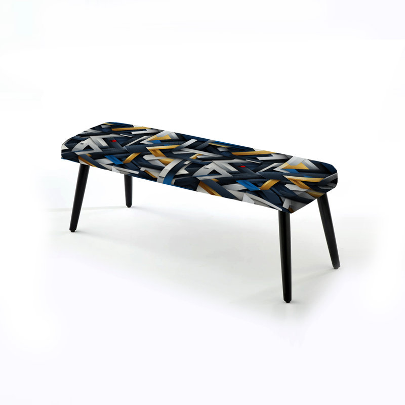 Banc bleu rembourré à motif géométrique bleu Melody