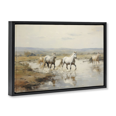 Toile flottante encadrée Free Horses par Petal Prints Design