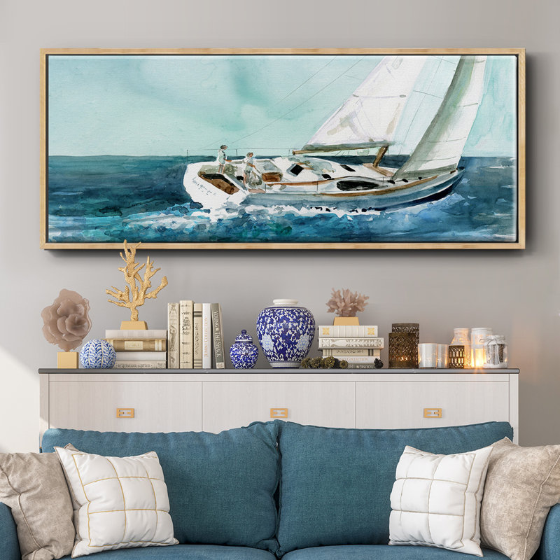 Delray Sail- Framed Canvas, 8" H x 20" W