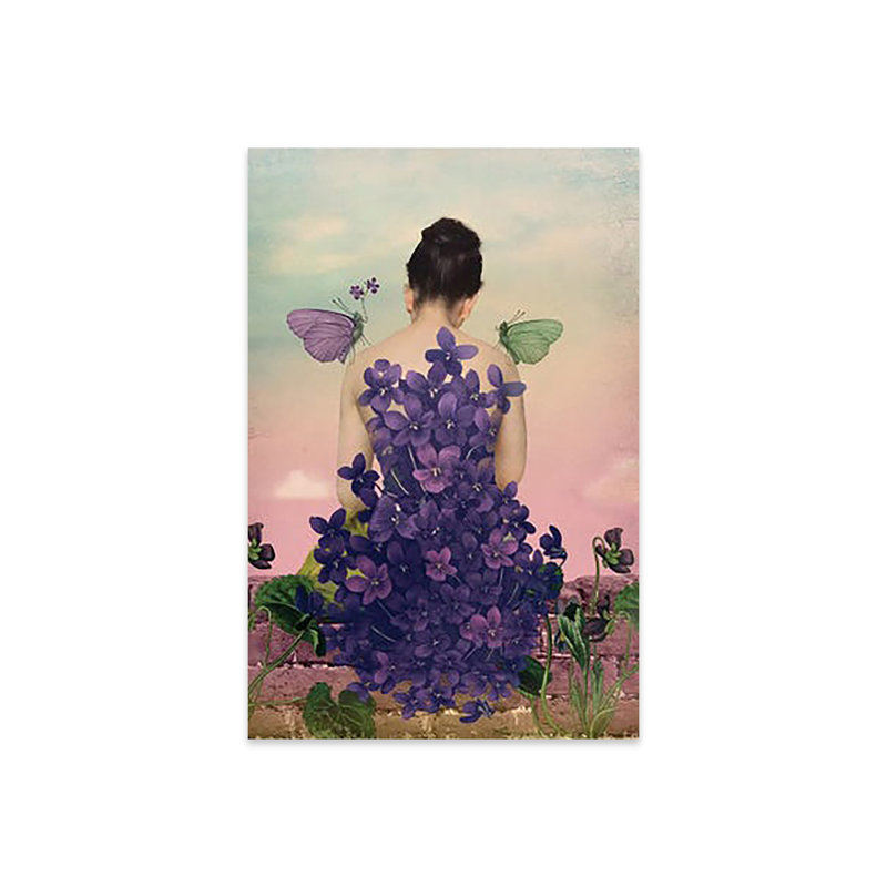 Impression violette sur verre acrylique, H 24 po x l 16 po x P 0,25 po