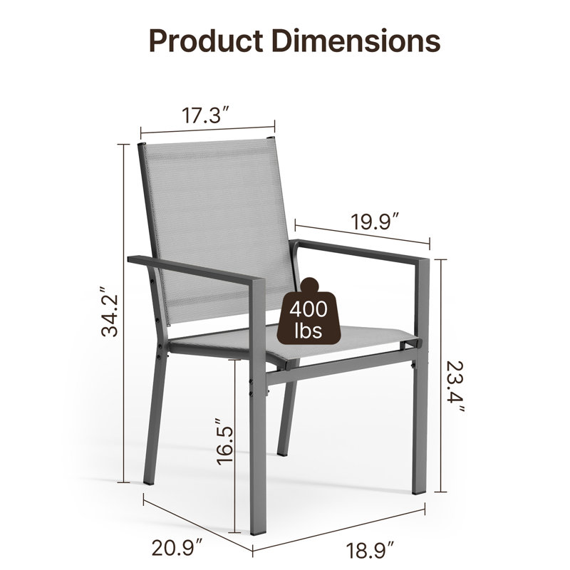 4 fauteuils de salle à manger d'extérieur 4 pièces, chaises de salle à manger empilables pour tous les temps pour la cour, le jardin