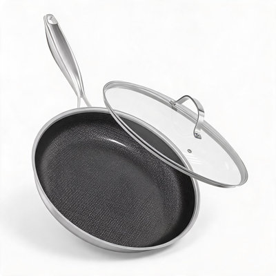 London Boutique Non-Stick Stainless Steel Saute Pan with Lid