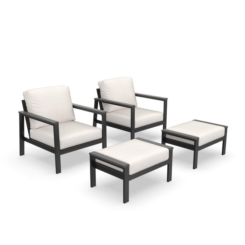 Chaise de patio Townsend, coussins et repose-pieds Sunbrella®, Tissu naturel Sunbrella®
