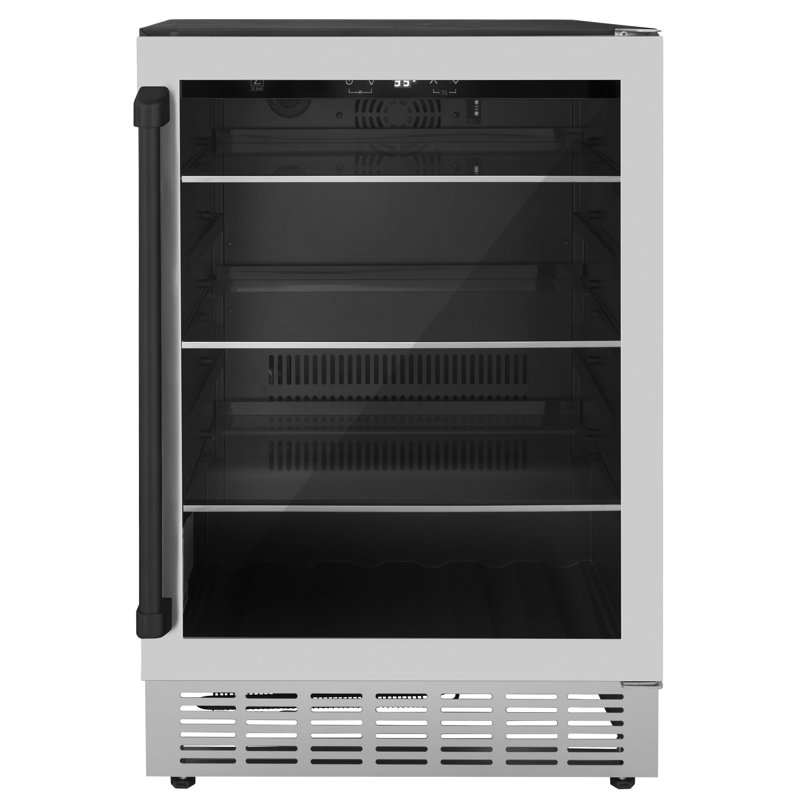 ZLINE 24" Stainless Steel Beverage Fridge with Matte Black Handle