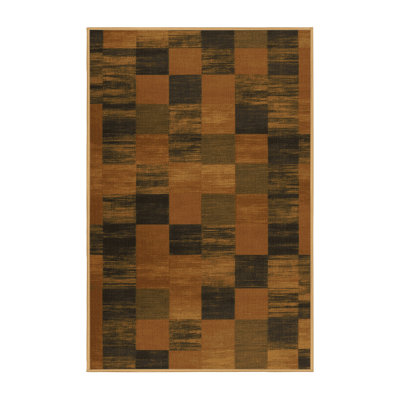 Tapis brun à carreaux lavable à la machine