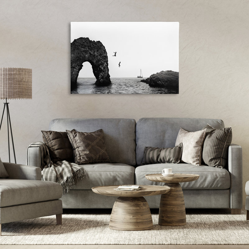 Falaise sautant dans une toile de mer, design par Sissi et Seb, H 24 po x l 36 po