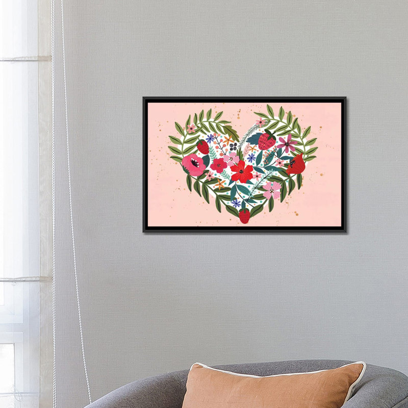 « love ii », reproduction d’impression sur toile, H 18 po x l 26 po x P 1,5 po, Toile avec cadre noir, Pas de tapis
