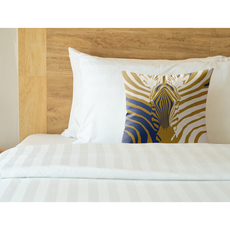 Coussin d'intérieur Salie Zebra, Minuit royal, 16 po x 16 po