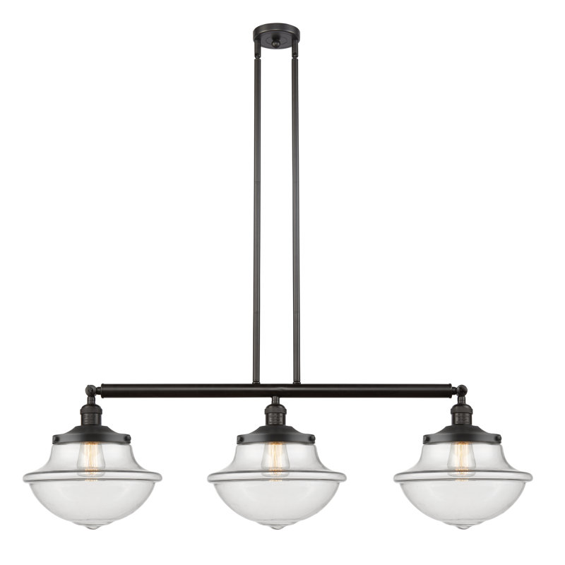 Theresa 3 - Light Kitchen Island Pendant, Matte Black, Clear, 6 Watt Vinage LED Bulb