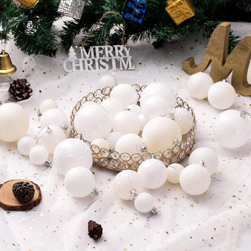 Ornements de Noël pour arbres de Noël, boules de Noël incassables, Blanc