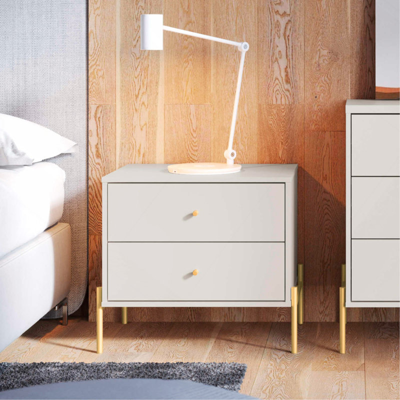 25" Nightstand In White (2-Drawer), White