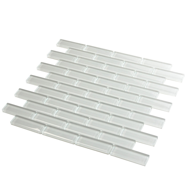 11.9"X 11.9" Polished Glass Brick Tile, Ice White