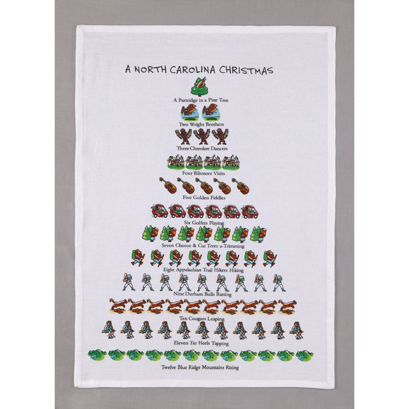 A North Carolina Christmas Cotton Flour Sack Kitchen Towel