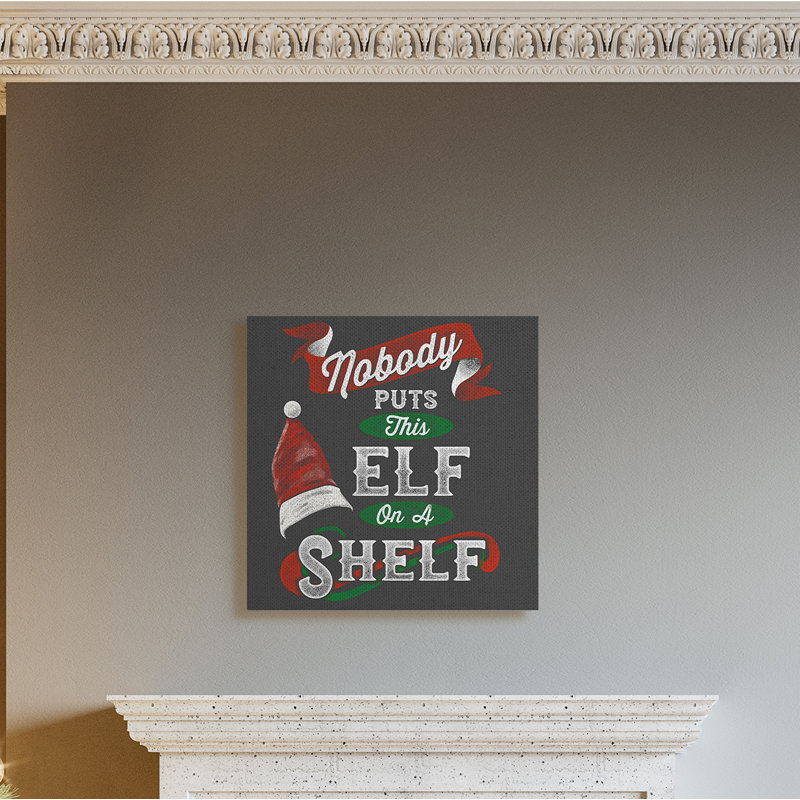 Expression des fêtes Elf chapeau de père Noël rouge vert, H 30 po x l 30 po, Toile tendue