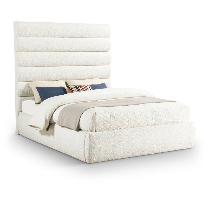Lit en tissu Adam Boucle, Grand, Tissu bouclé crème