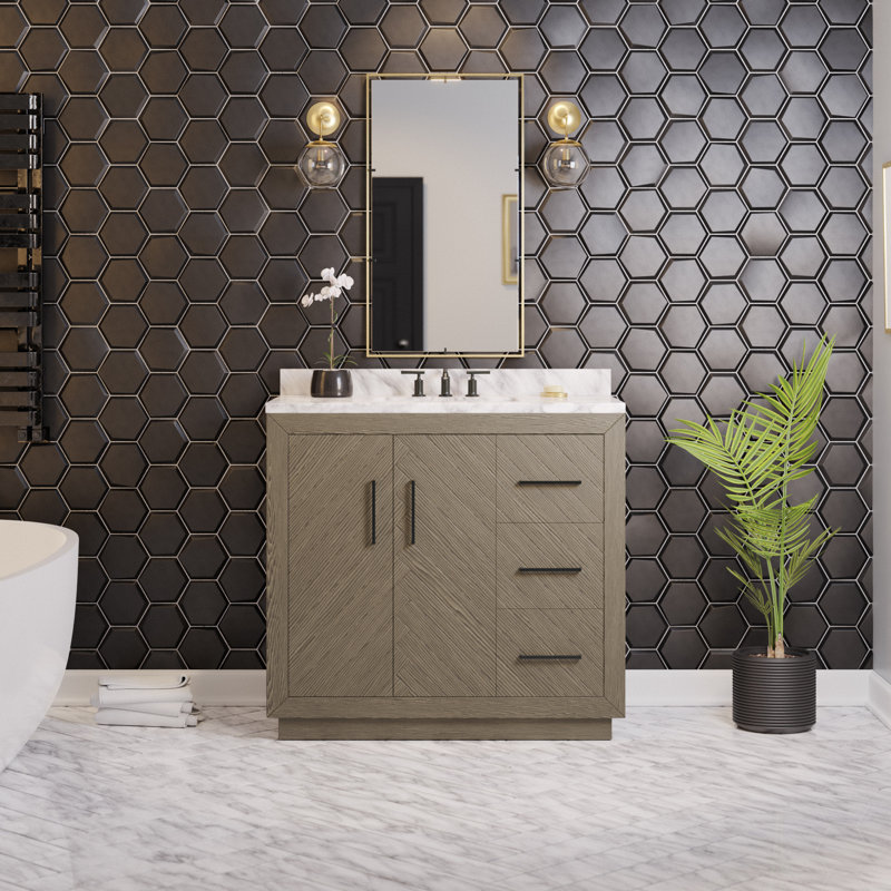 Ensemble de meuble-lavabo simple l 36 po x P 22 po x H 36 po Sadelle, Chêne gris