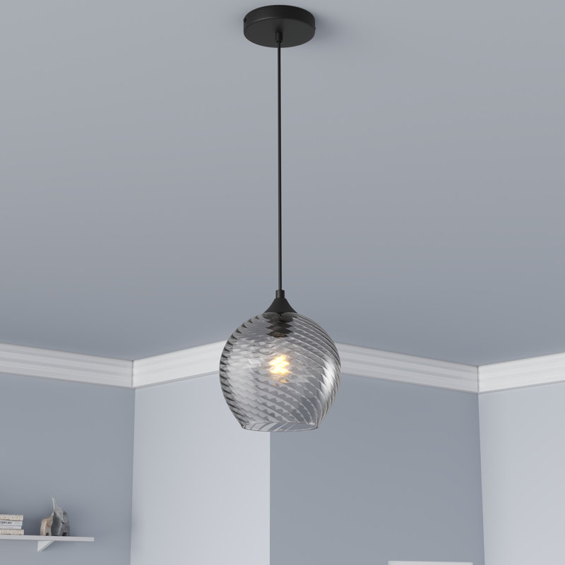 Luminaire suspendu en verre à 1 lumière pour îlot de cuisine à intensité variable, Gris