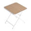4 fauteuils empilables en PP bleu gris et une table carrée intérieure / extérieure polyvalente, conception ergonomique, plateau de table avec pieds en métal de couleur kaki blanche, entretien zéro, structure résistante aux intempéries