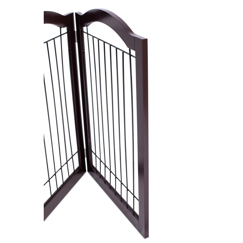 Espresso Freestanding Expandable Wood and Wire Pet Gate