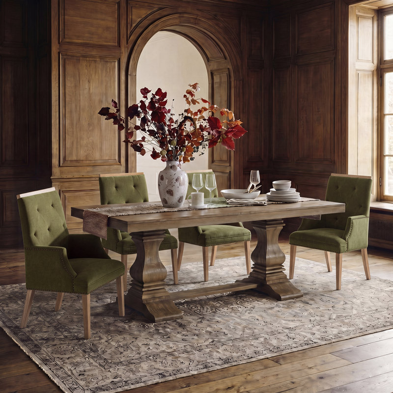 Ensemble de 4 chaises de salle à manger Ponce Noble de style ferme, capitonnées, avec pieds en bois massif, largeur 57 cm (22,5 po).