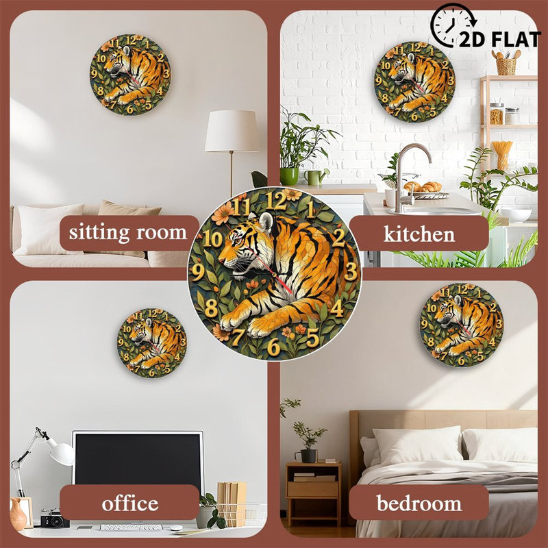 Elegant Tiger Clock