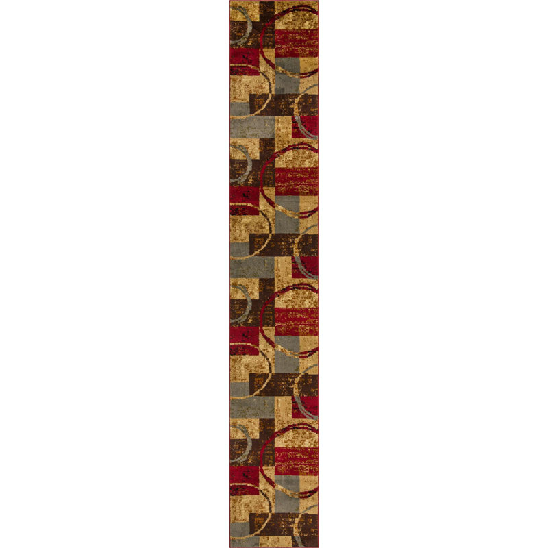 Tapis contemporain Samiyah de couleur grillée, Tapis de couloir 2 pi 7 po x 15 pi 11 po