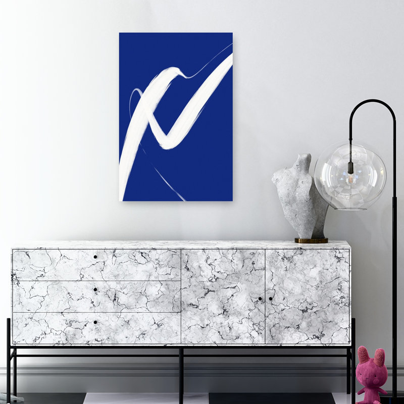 Impression d'art mural abstrait et minimaliste contemporain « Danse tourbillonnante bleue », H 36 po x l 24 po