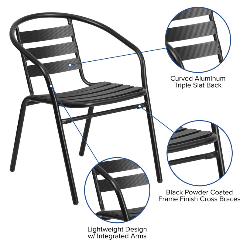 Black Metal and Glass 6-Person Outdoor Dining Set
