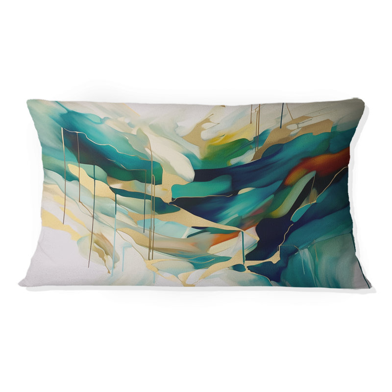Coussin décoratif crème et vert Harmonic Convergence I - Abstract Shapes