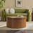 Aaric Modern Easy Assembly Round Solid Oak Wood 36" Coffee Table with Hidden Storage-1041606741