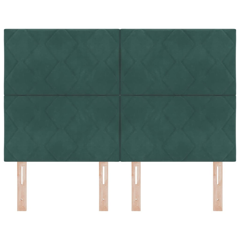  Headboard Wall-Mounted Geometric Velvet, Dark Green, 118cm H x 144cm W x 7cm D