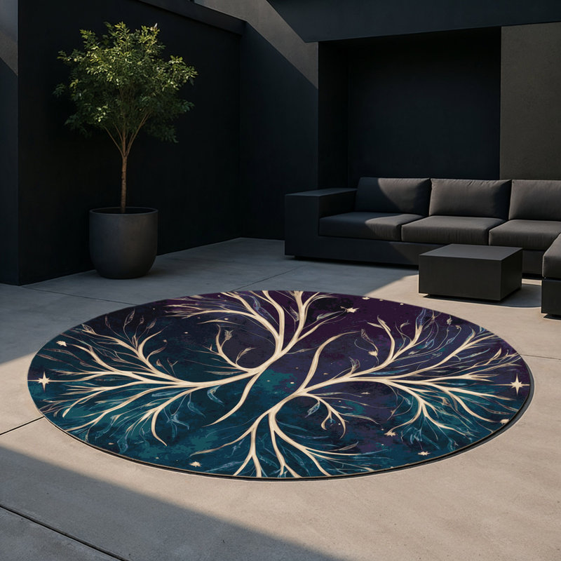 Silver Grove Indoor And Outdoor Area Rug, Round 5'