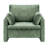 Green Accent Chair, Modern Upholstered Accent Chair with Armrests, Cloth Arm Chairs with Thick Cushion and Arched Backrest, Single Fabric Armchair for Living Room, Bedroom, Study, Office