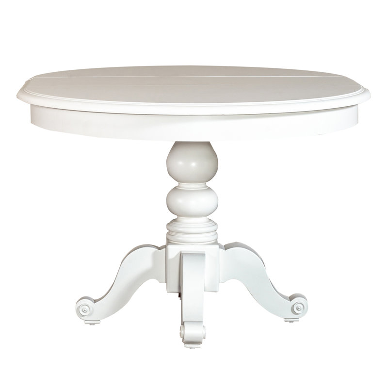 Alvy Pedestal Dining Table w/ 12" Removable Leaf, Oyster White