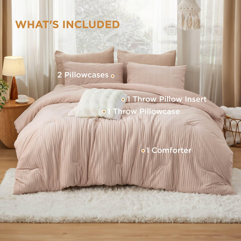 Ensemble de literie Fluffy, Rose, Édredon grand et 3 pièces supplémentaires