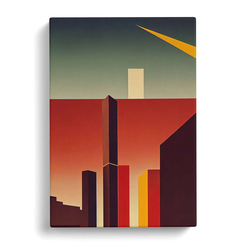 City Skyline Retro Art No.4 - Print, No Matte, Wrapped Canvas, 50cm H x 35cm W x 3cm D