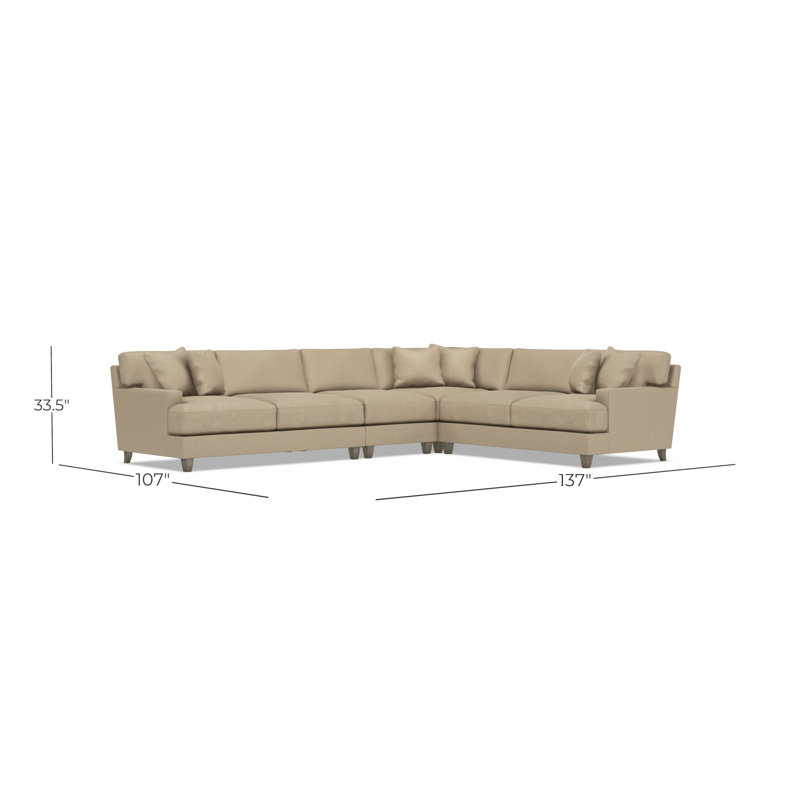 Bernhardt Mila 4-Piece Fabric Sectional, Tan Polyester, 33.5" H x 137" W x 107" D, Right Hand Facing