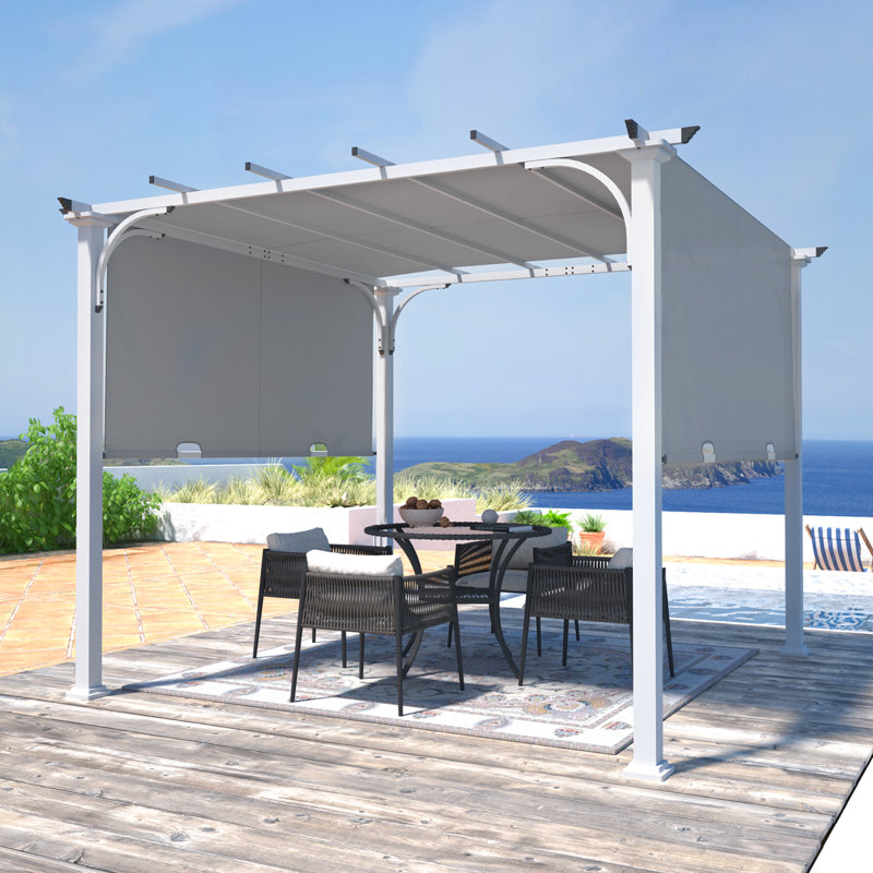 10 Ft. W x 10 Ft. D Steel Pergola with Canopy, Gray