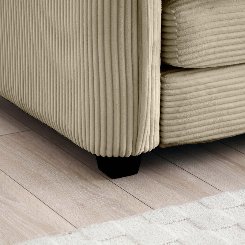 Canapé modulaire Mid-Century 3 places avec coussins, Brun clair