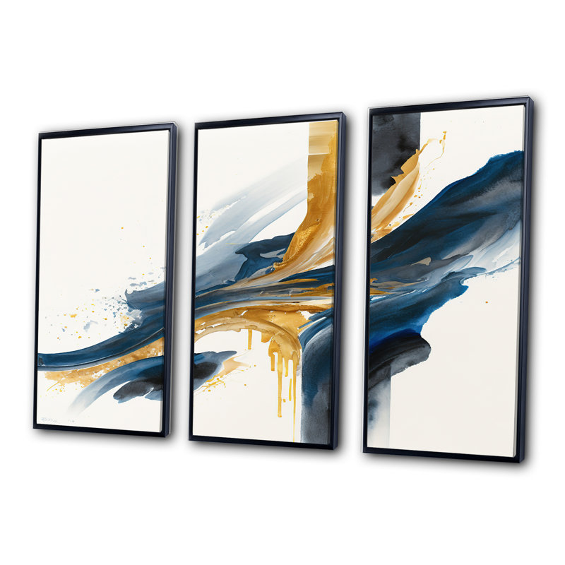 Stylish Spiral Abstract VI - 3 pièces, reproduction sur toile, Noir, H 28 po x l 36 po x P 1 po